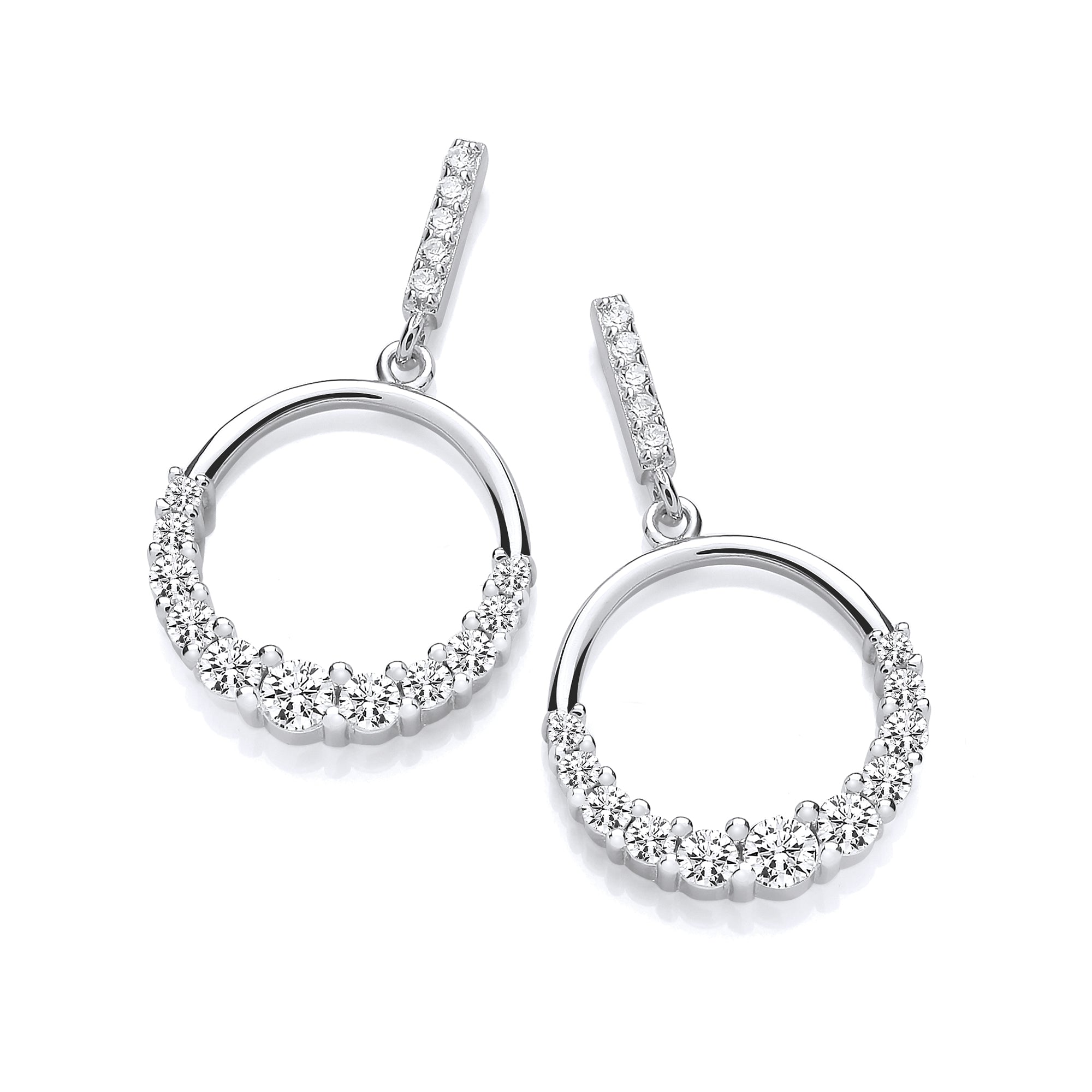 Circle of Life with Graduated CZs Silver Drop Earrings