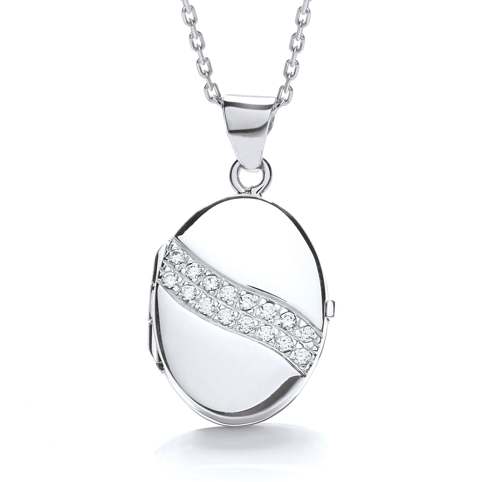 Oval Shape with 2 Row of Czs Across Locket