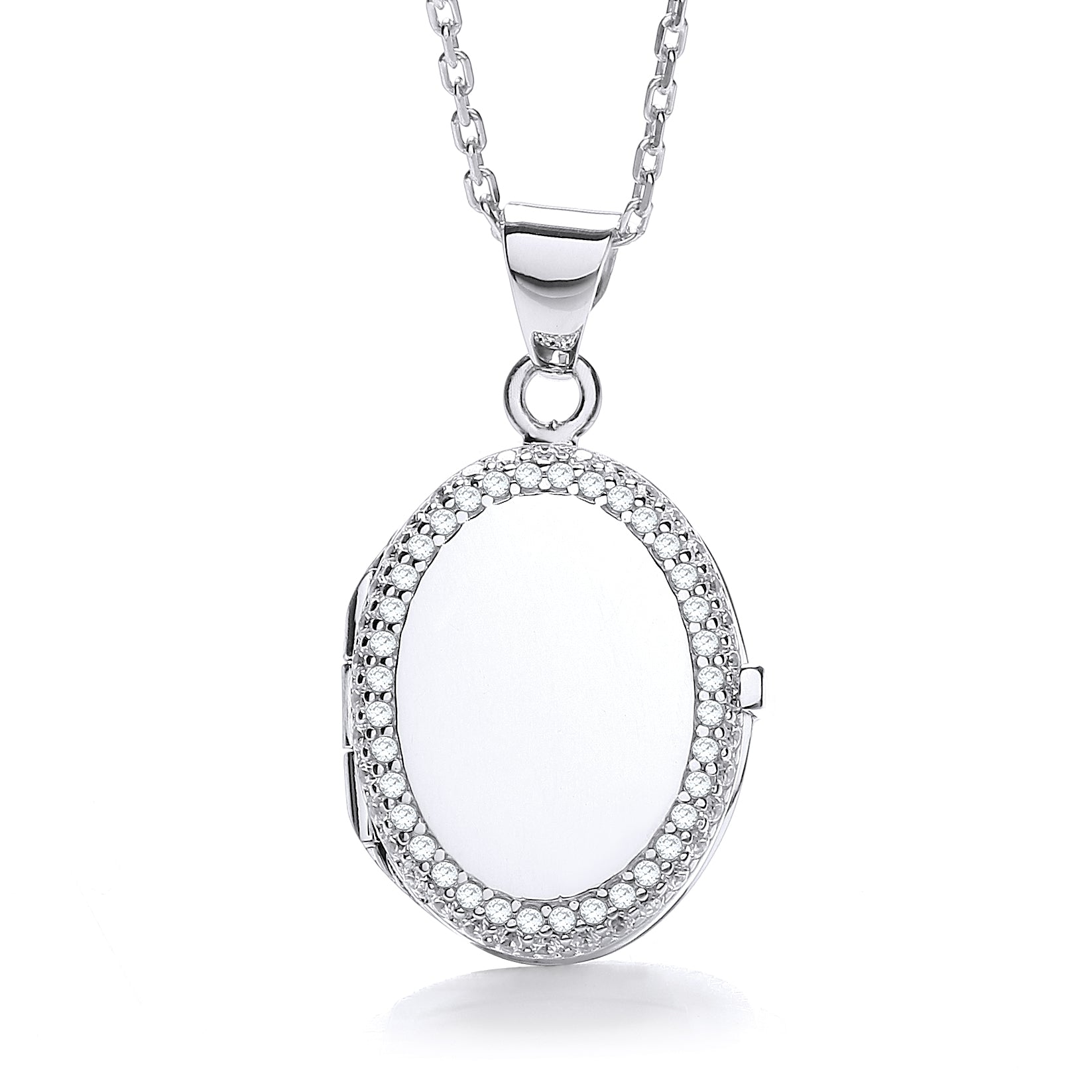Oval Shape with Thin Line of Czs Locket