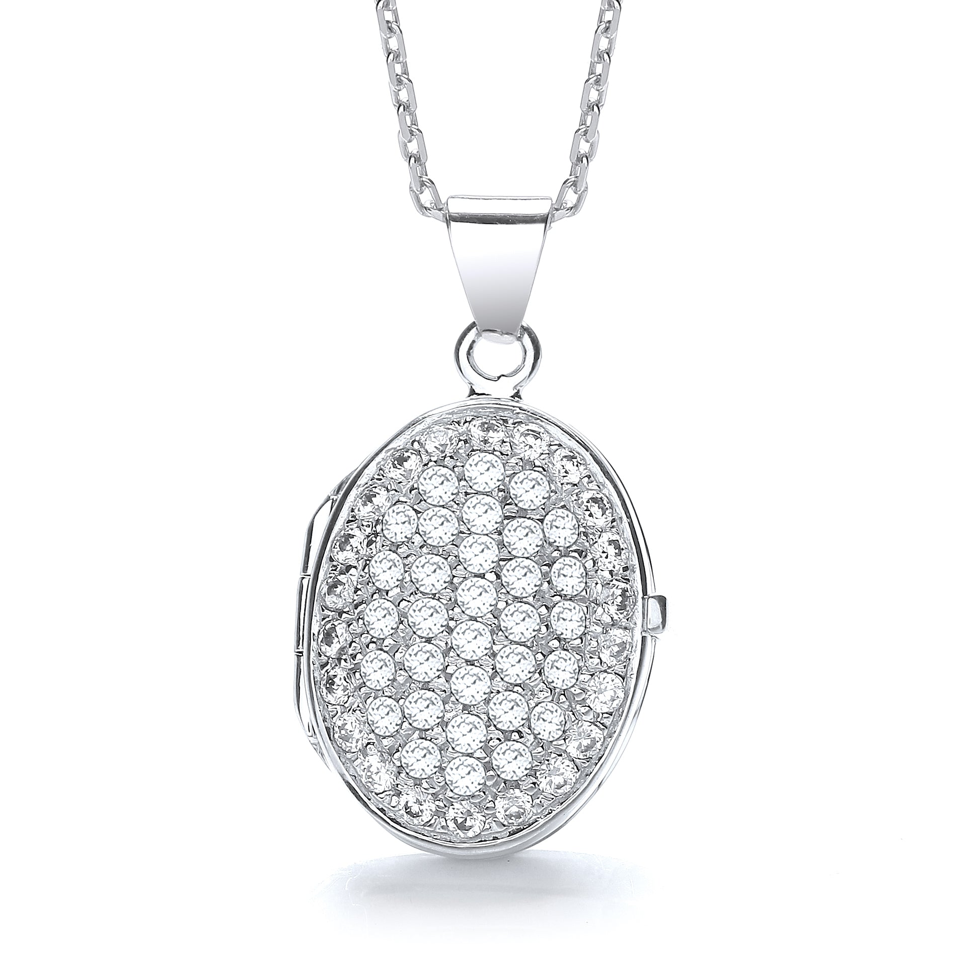Oval Shape All Czs on Front Locket