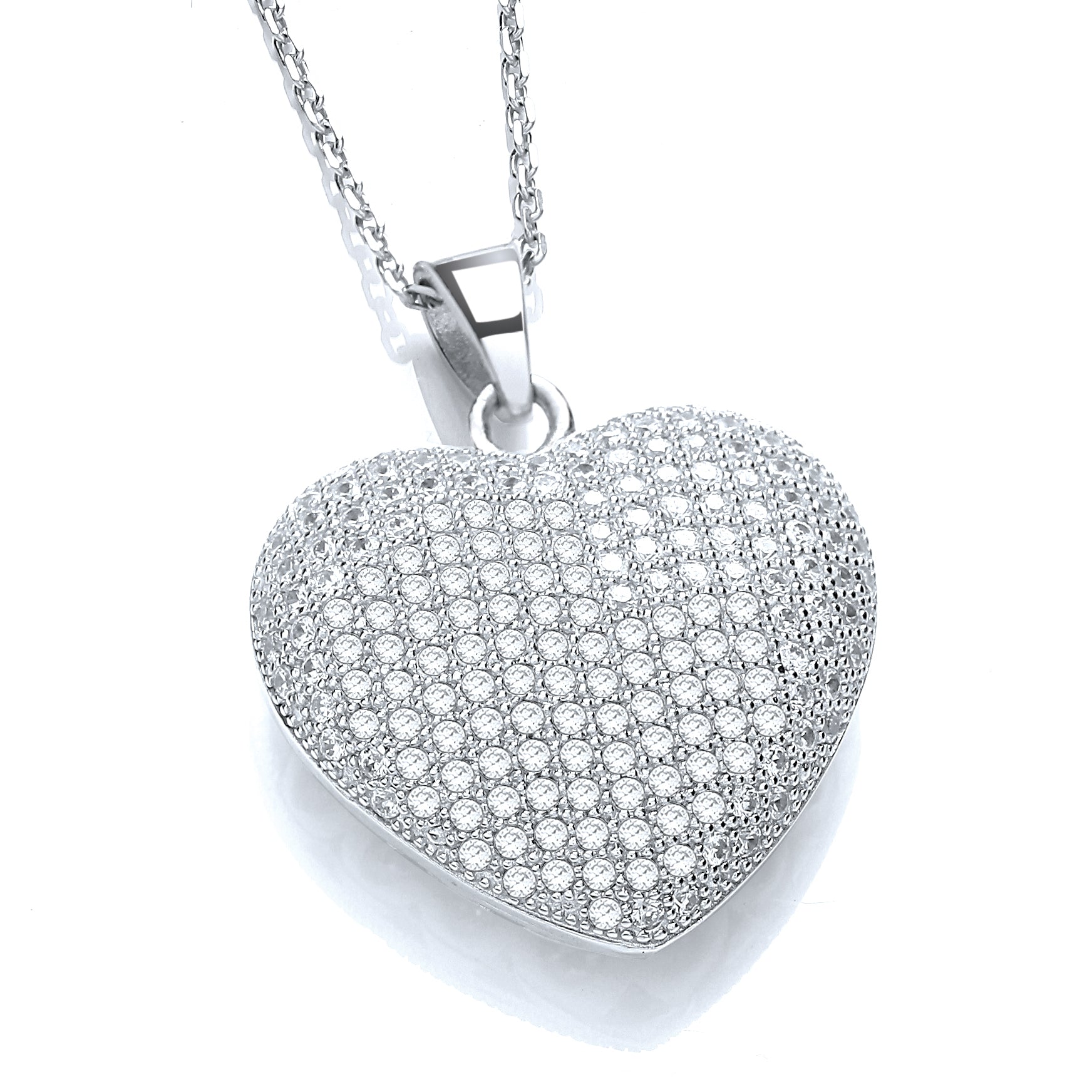 Micro Pave Heart Pendant with 18 Inch Chain