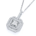 Micro Pave Fancy Pendant Cz Centre with 18 Inch Chain