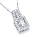 Square Shape Cluster Cz Pendant with 18 Inch Chain