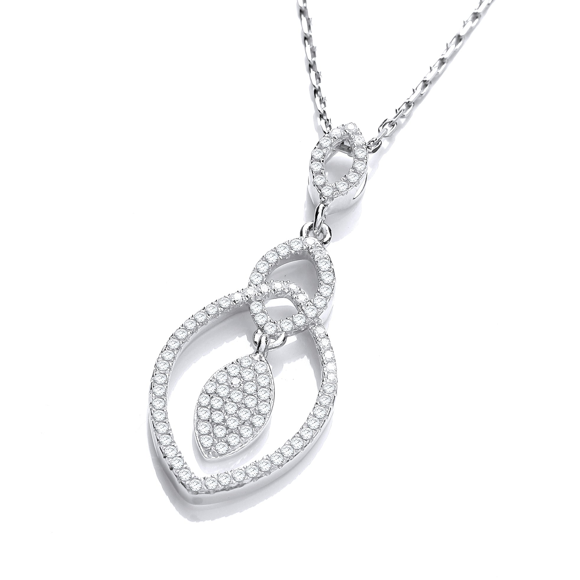 Micro Pave Teardrop Pendant with 18 Inch Chain