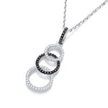 Micro Pave Black and White CZ Drop Pendant with 18 Inch Chain