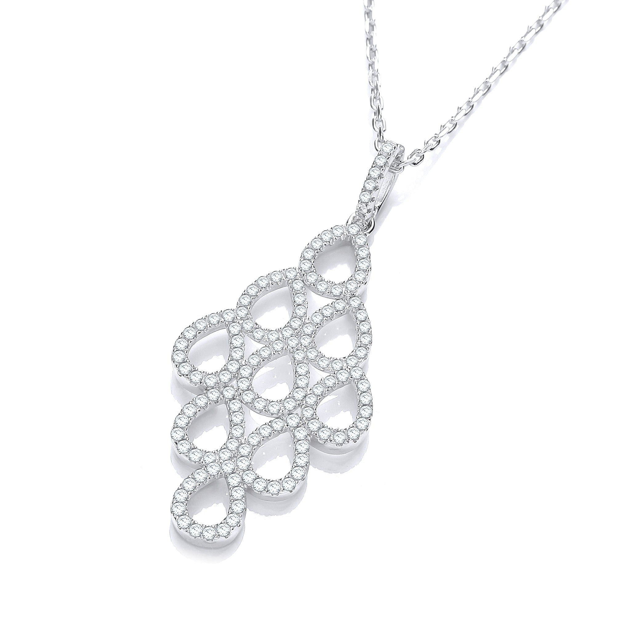 Micro Pave White Drop Pendant with 18 Inch Chain