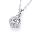Micro Pave Halo Style Cz Pendant with 18 Inch Chain