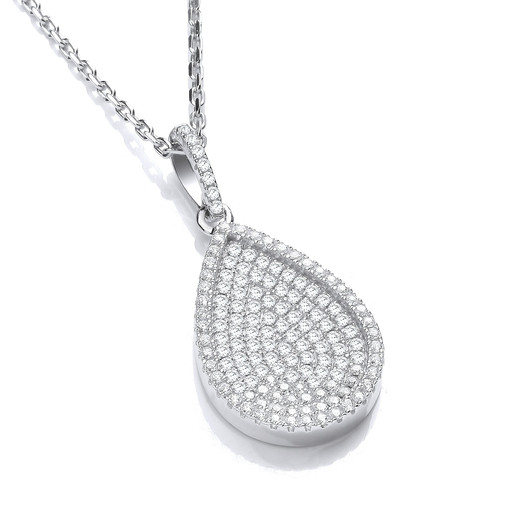 Micro Pave Pear Shape Pendant with 18 Inch Chain