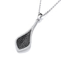 Micro Pave Black and Clear Drop Pendant with 18 Inch Chain