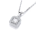 Micro Pave Princess Cut Pendant with 18 Inch Chain