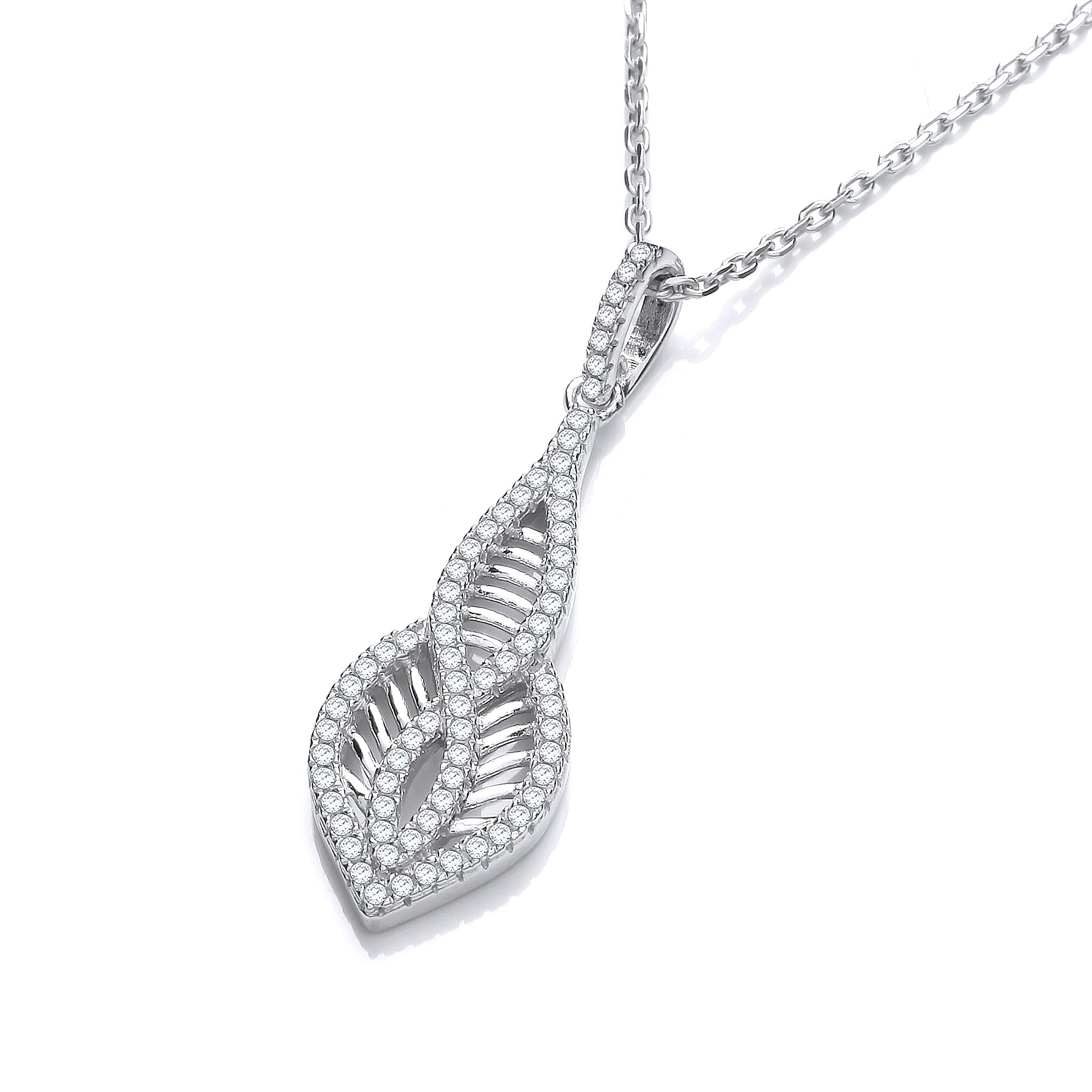 Micro Pave Cz Teardrop Pendant with 18 Inch Chain
