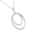 Micro Pave Oval Double Row Cz Pendant with 18 Inch Chain