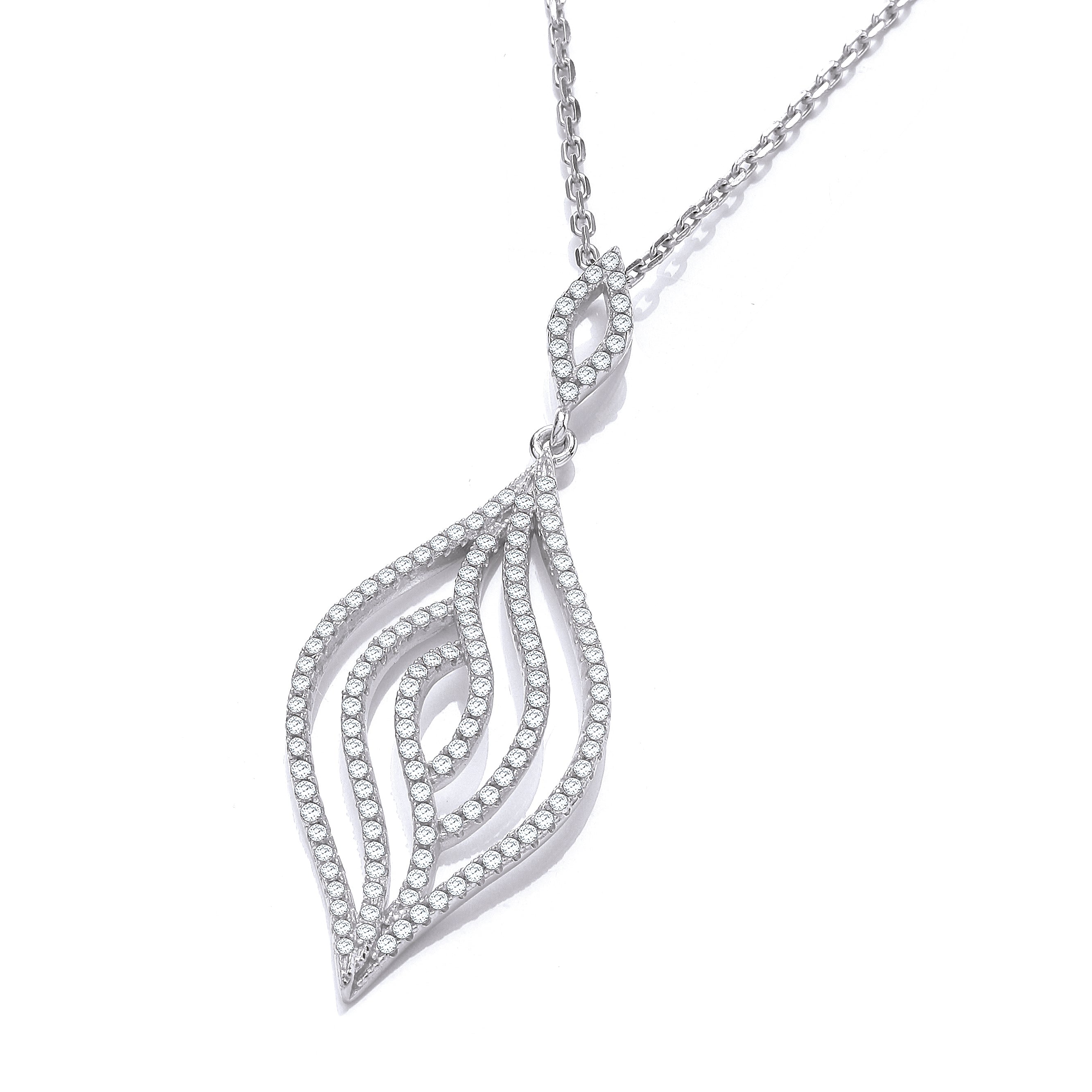 Micro Pave Leaf Cz Pendant with 18 Inch Chain