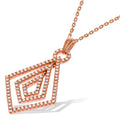 Micro Pave Rose Coated Fancy Cz Pendant with 18 Inch Chain