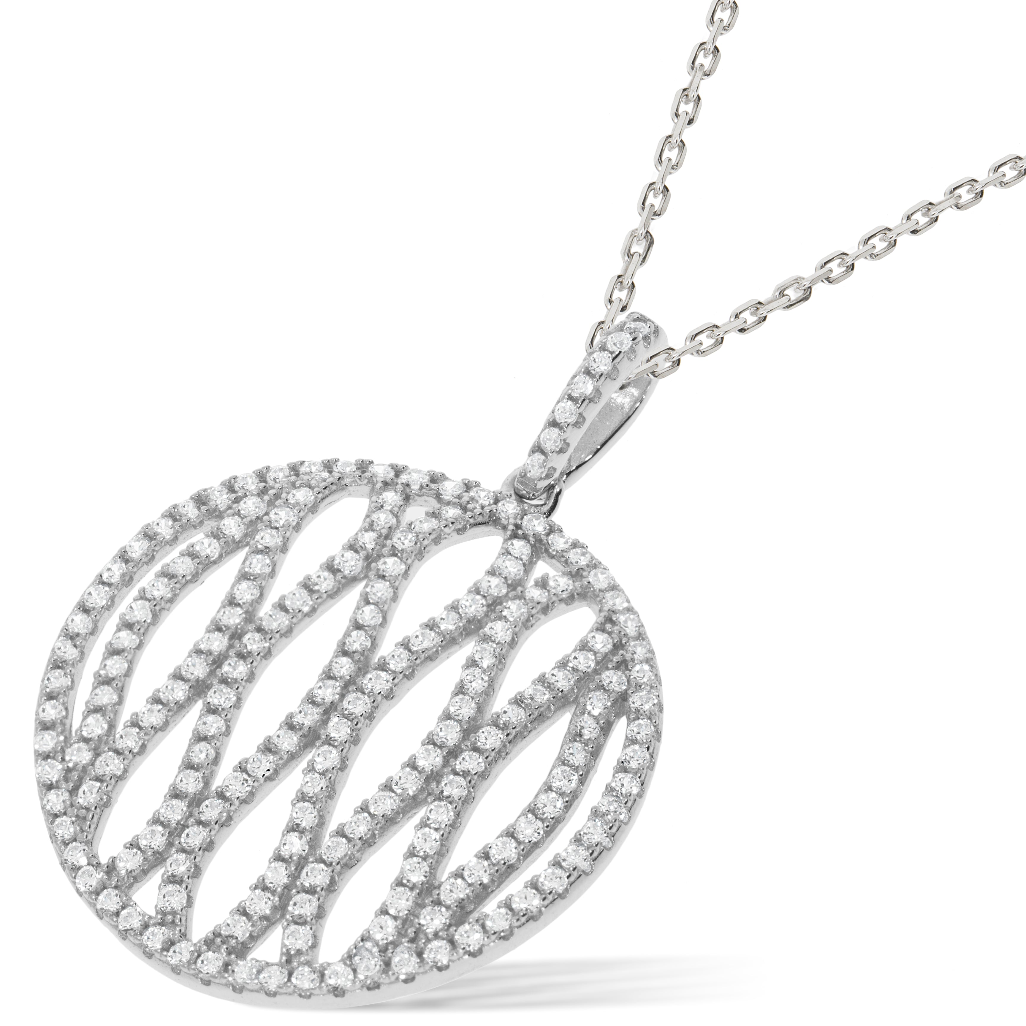 Micro Pave Round Fancy Cz Pendant with 18 Inch Chain