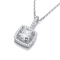 Micro Pave Princess Cut Cz Pendant with 18 Inch Chain