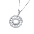 Circle of Life Round and Baguette Cz Pendant with 18 Inch Chain