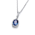 Oval Blue CZ Drop Pendant with 18 Inch Chain