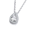 Teardrop Clear Cz Pendant with 18 Inch Chain