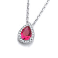 Teardrop Red Cz Pendant with 18 Inch Chain