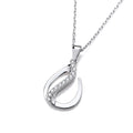 Flat Teardrop Silver Pendant with Chain