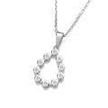 Silver Rubover Teardrop CZ Pendant with Chain