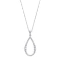 Silver Teardrop CZ Long Pendant on 16-18 Inch Chain