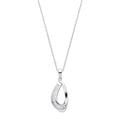 Silver Baguette CZs Open Teardrop Pendant with Chain