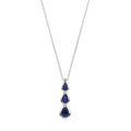 Blue Pear Shaped CZs Silver Pendant with Chain