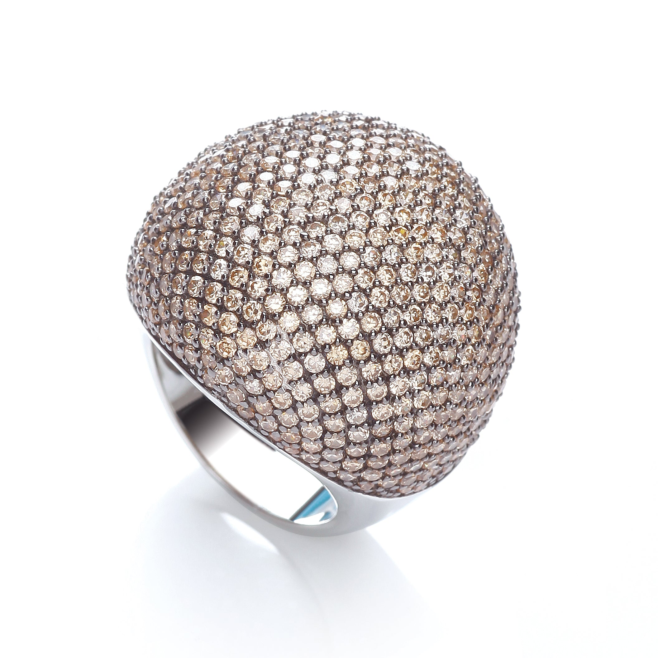 Micro Pave Big Cocktail Ring 503 Champagne Cz