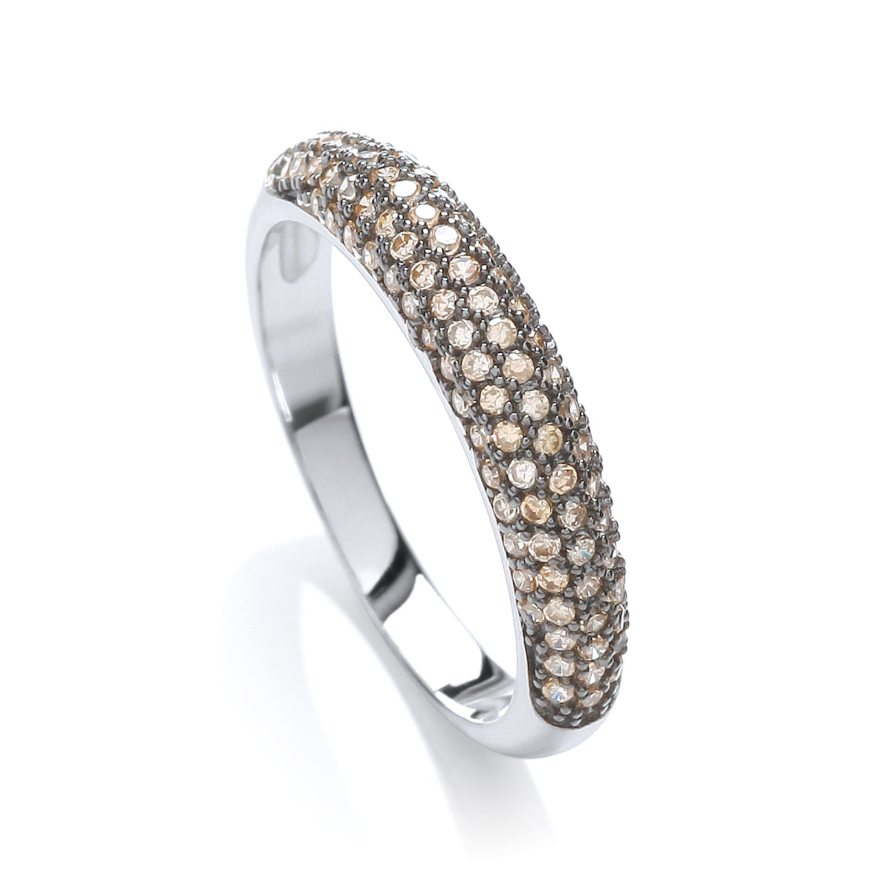 Micro Pave Dome Ring Champagne Cz
