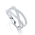 Micro Pave 3 Row Cross Over with 61 Cz Ring