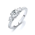 Micro Pave Trilogy Ring and Cz on Shoulder