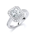 Micro Pave Emerald Shape Cz and Shoulder Ring