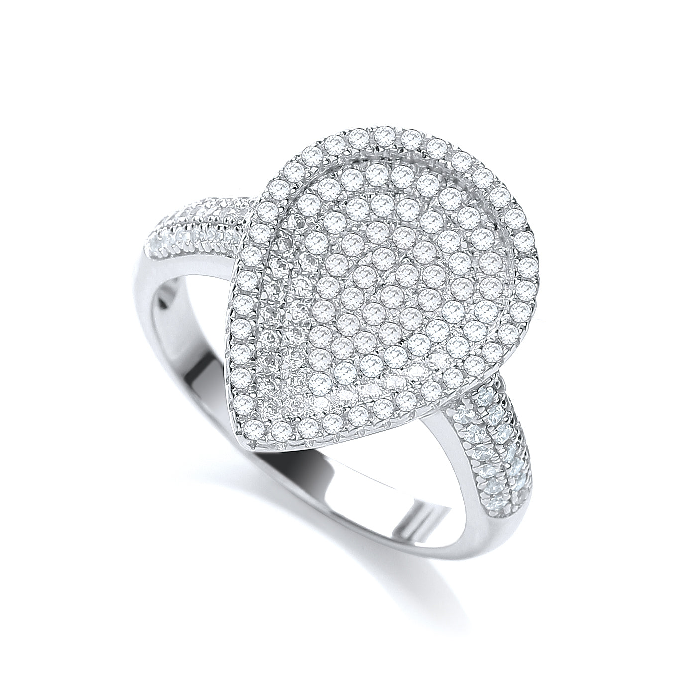 Micro Pave Pear Shape with Cz on Shoulder Ring