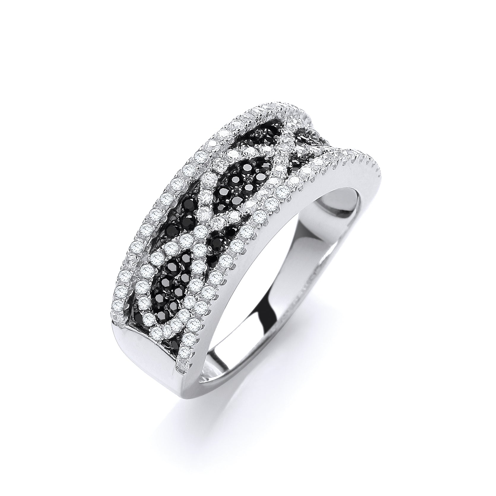 Micro Pave Black White Cz Ring