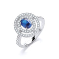 Micro Pave Sapphire Blue and Clear CZs Ring