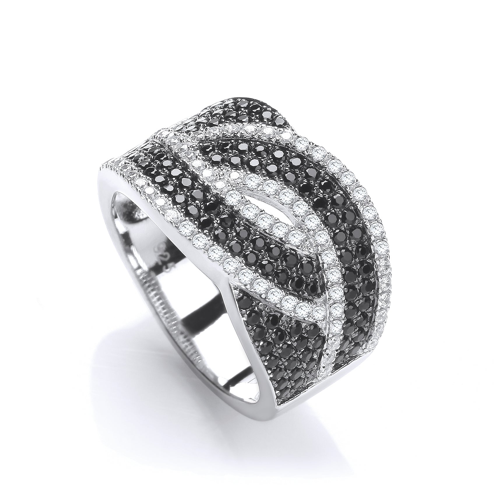 Micro Pave Black and Clear Cz Ring