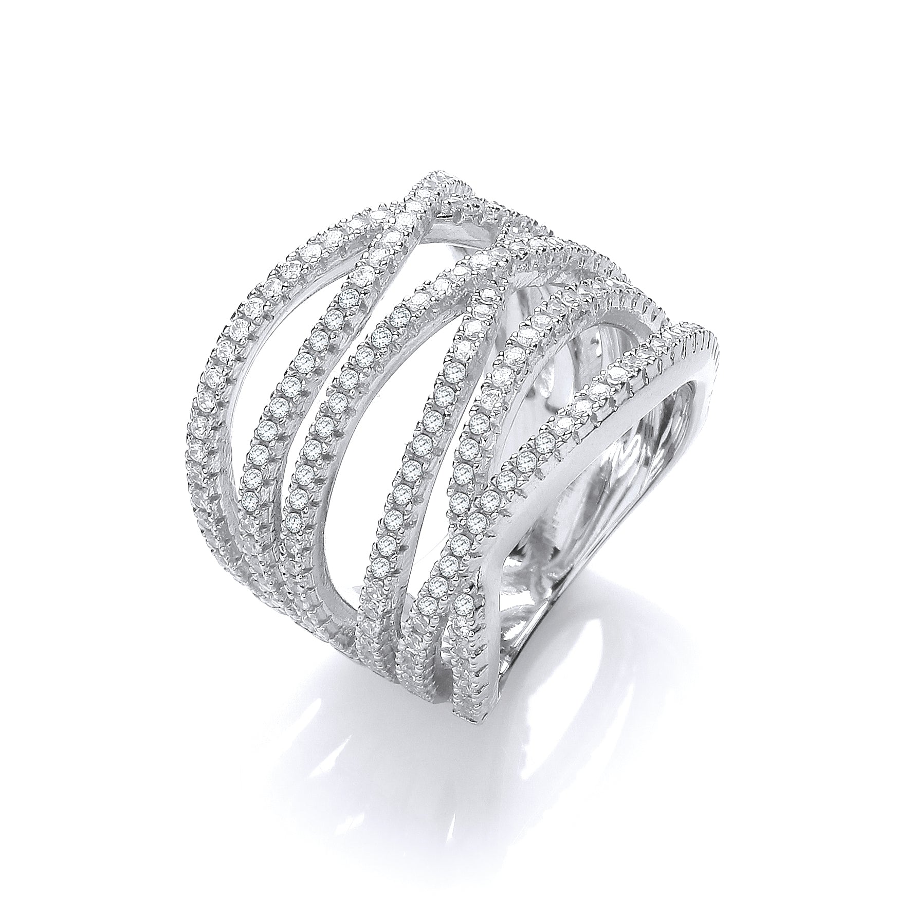 Micro Pave Six Rows of Clear Cz Ring