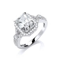Micro Pave Emerald Cut Centre Cz Ring