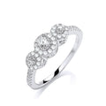 Micro Pave Trilogy Round Brilliant Czs Ring