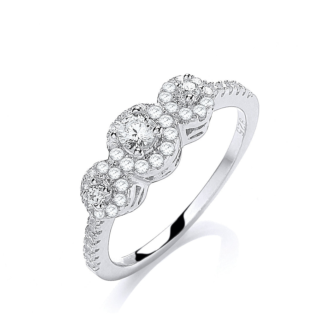Micro Pave Trilogy Round Brilliant Czs Ring