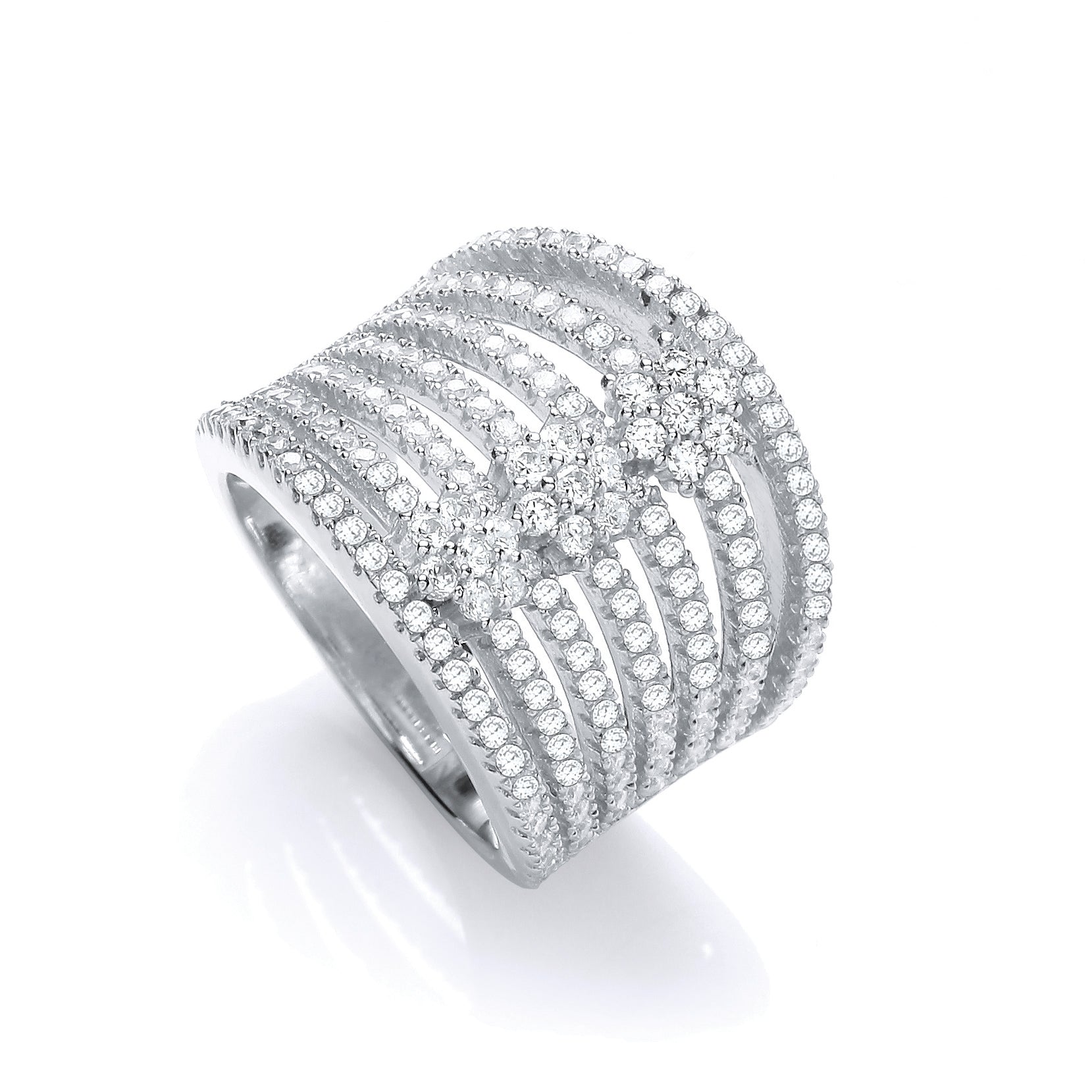 Micro Pave Seven Row Czs Ring