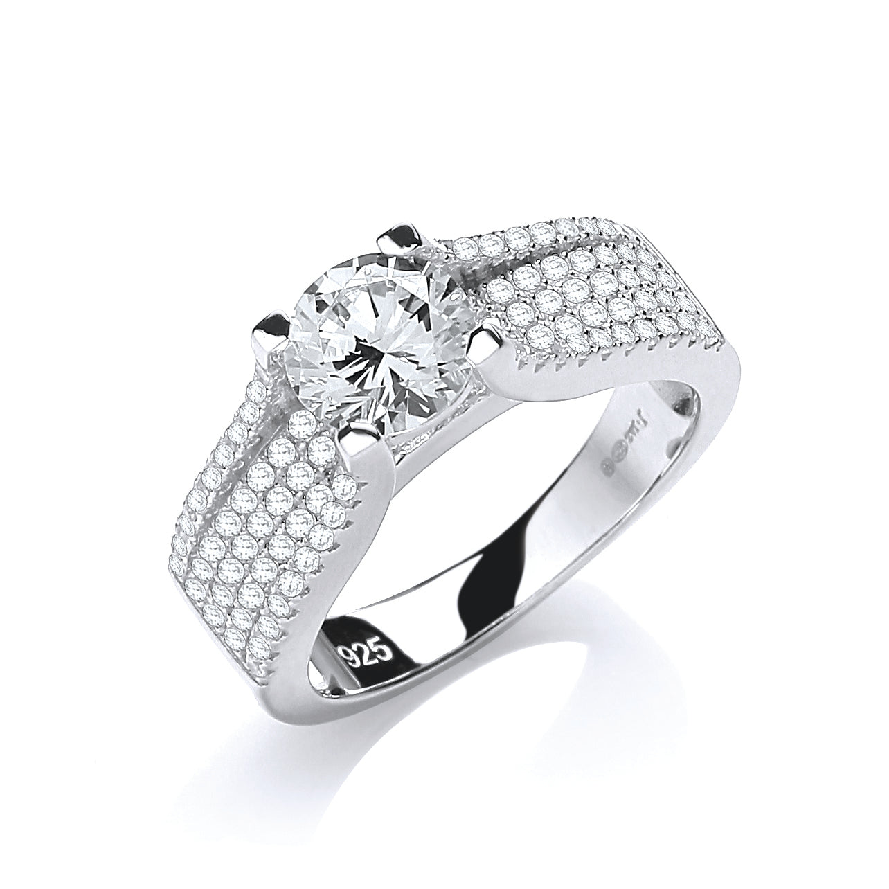 Micro Pave Round Brilliant Centre Cz Ring