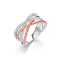 Micro Pave Rose Coated and Silver Cz Ring