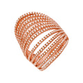 Micro Pave Rose Coated and Silver 12 Rows of Cz Ring