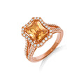 Micro Pave Rose Coated Champagne Centre Silver Cz Ring