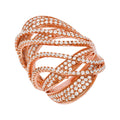 Micro Pave Rose Coated Fancy Silver Cz Ring