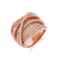 Micro Pave Rose Coated Fancy Silver Cz Ring