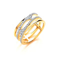 Yellow Gold Coated Silver Three Row Micro Pave Cz Ring